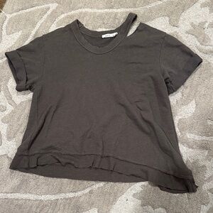 Free People Charcoal Asymmetrical Tee